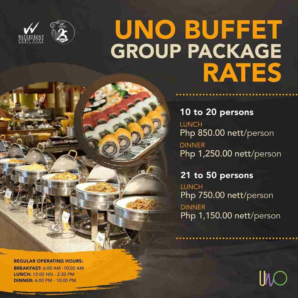 Uno Buffet Group Packages - Waterfront Hotels & Casinos